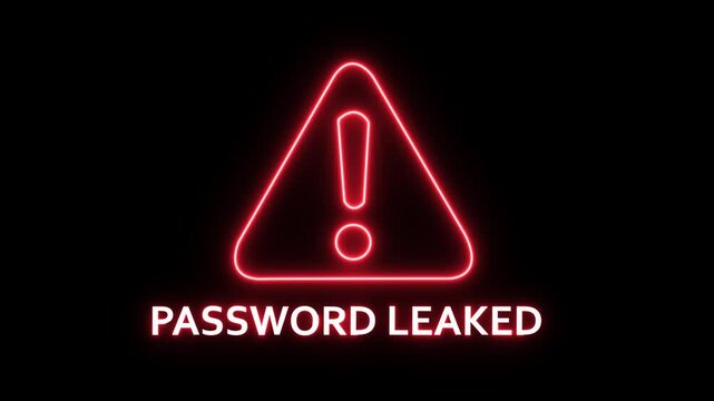 Password leaked alert Icon with binary code background. Attention grabbing icon highlights the importance of digital safety. on Black Background 4k animation video