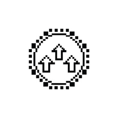Fototapeta premium Solid Black and White Pixel Level Up Icon for Retro Gamer Achievement and Interface Design