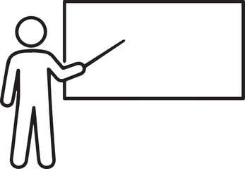 Teacher or Presenter Silhouette Icon with Whiteboard