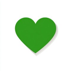 Green Heart Shape With Shadow Isolated On White Background