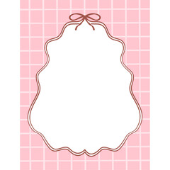 Elegant pink label with brown bow and white space for text