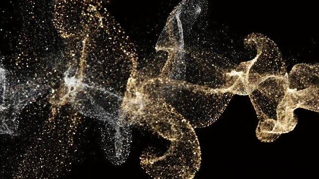 Abstract art with a bright light source and a swirling particle formation