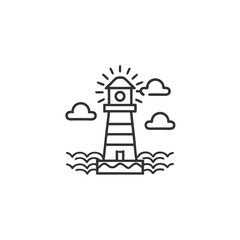 Naklejka premium Flat Pixelated Lighthouse Beacon Silhouette Design for Retro Gaming Visuals