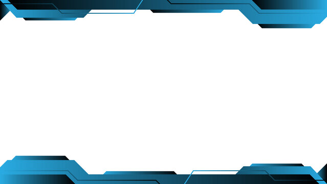 Blue Futuristic Technology Frame Background With Geometric Border and Modern Digital Design Template