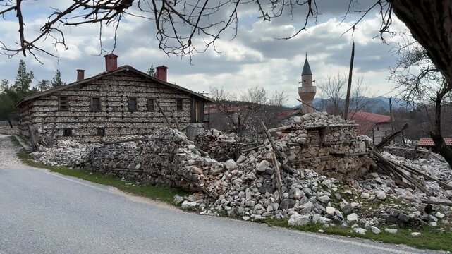 Detailed Texture of Scented Juniper Wood and Weathered Stone Walls
