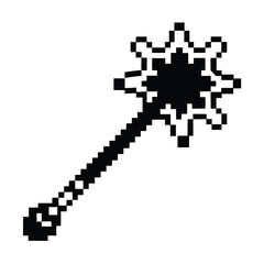 Minimalist Magic Wand Pixelated Silhouette, 8-Bit Style Wizard Tool Vector Graphic