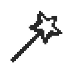 Fototapeta premium Simple 8-Bit Magic Wand Vector Graphic for Fantasy Sorcery and Spellcasting Projects