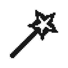 Obraz premium Fantasy Wizard Wand Pixel Art Silhouette for Mobile Game Assets and User Interface Icons