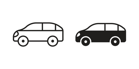 Fototapeta premium Car side view icon symbol set. Icon design vectors