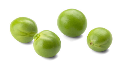 Obraz premium Fresh, vibrant green peas, perfectly round and plump, scattered casually and isolated on a transparent background.
