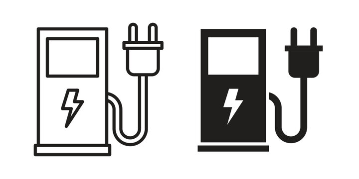Charging station icon symbol set. Icon design vectors