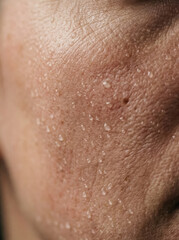 Fototapeta premium Macro close up of human skin texture with pores, skincare and dermatology concept .generative AI