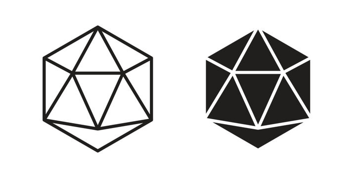 Dice d20 icon symbol set. Icon design vectors