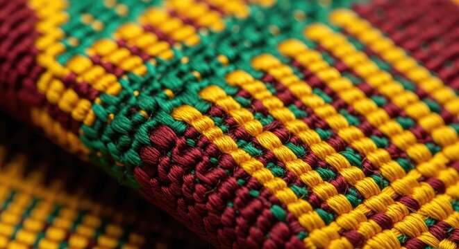 Close up of Colorful Jamaican Flag Knitwear Pattern Fabric