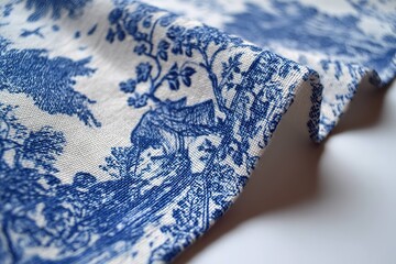 Fototapeta premium classic blue toile print kitchen towel