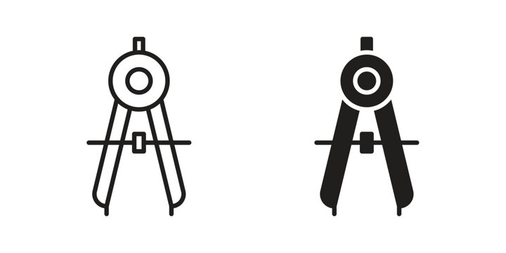 Drafting compass icon symbol set. Icon design vectors