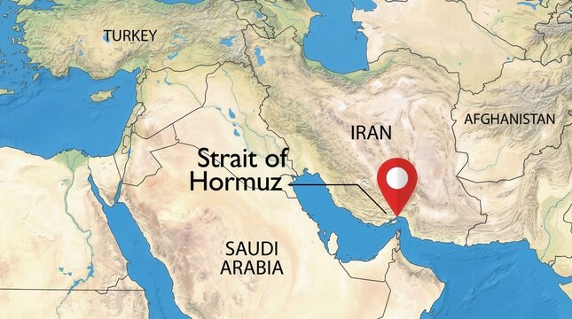 Map highlighting the Strait of Hormuz and surrounding Middle Eastern countries.