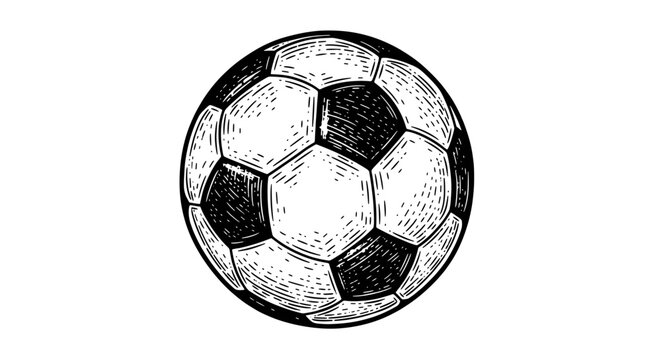classic soccer ball detailed vintage engraving sports equipment illustration hand drawn football ball woodcut style isolated