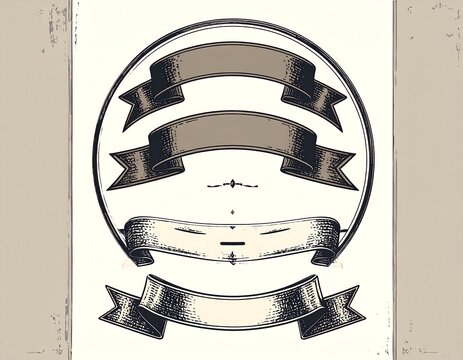 A vintage-style illustration of ribbons in a circular design