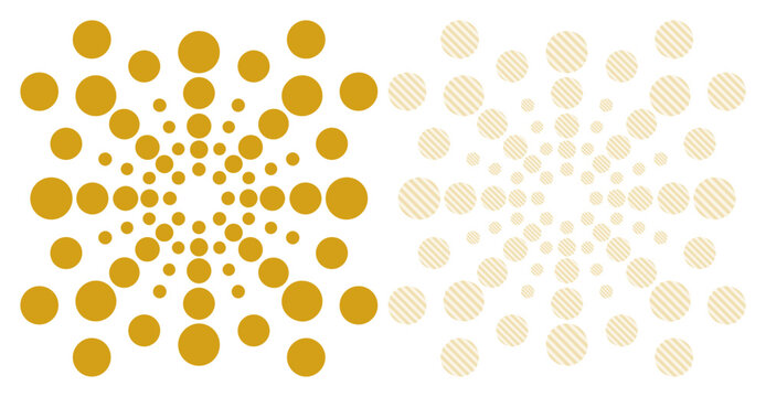 Radiating golden circles forming a hypnotic, abstract pattern on a white background.