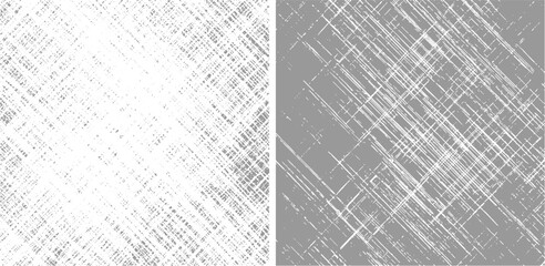 Fototapeta premium Two abstract textured backgrounds with diagonal lines and dots in gray and white pattern grunge