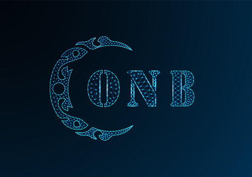 Low poly letter logo ONB design. ONB letter logo low poly vector design on blue color gradient background. ONB logo low poly design
