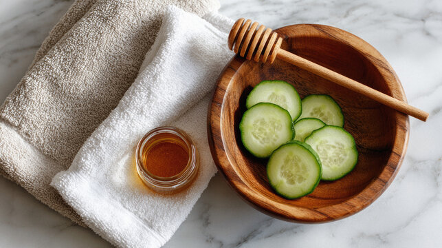 Spa ingredients with honey inspired by Cucumis sativus wellness.