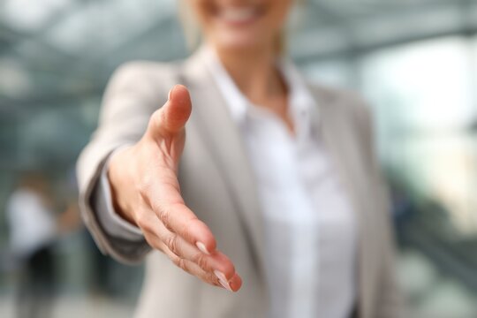 Businesswoman Offering Handshake for Partnership