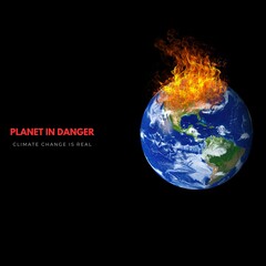Planet in Danger Burning Earth Climate Change Environmental Crisis Concept