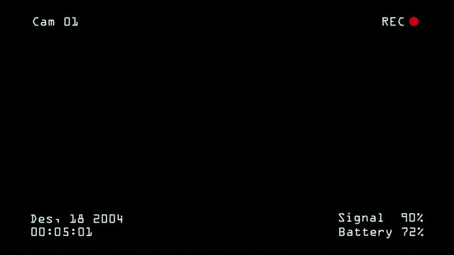 Green night vision security camera recording screen overlay with surveillance interface, REC indicator and digital timestamp for video editing.