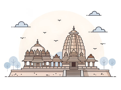 Khajuraho temples, minimalist vector-style, sculptural forms abstracted