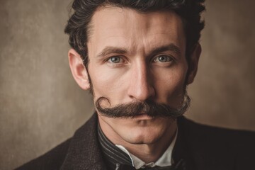 Fototapeta premium Elegant Man Handlebar Mustache Vintage