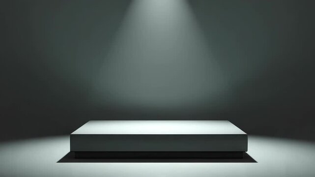 Illuminated empty stage podium with dramatic spotlight on dark background