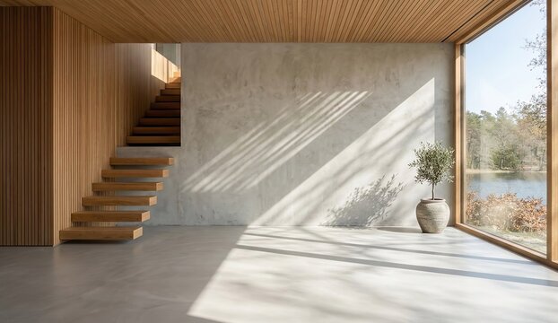interior of japandi design, modern interior. AI generate 
