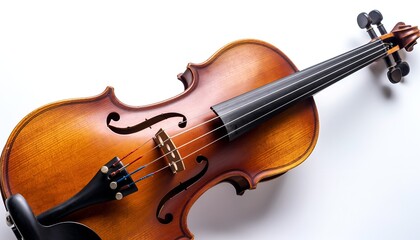 Violin instrument isolated on white background for musical creativity and artistry