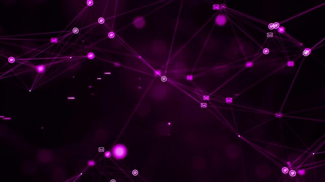 A shiny neon purple vector illustration featuring a glowing star night sky and bright magic light design on an abstract space background