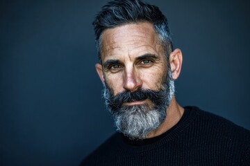 Obraz premium Confident Man, Salt-and-Pepper Beard Portrait