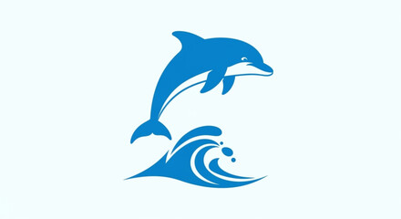 Fototapeta premium Dolphin jumping out of wave blue ocean symbol marine life icon aquatic mammal sea creature nature conservation eco friendly freedom wildlife oceanography aquatic jumping dolphin