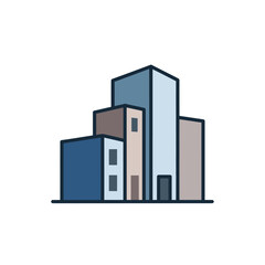 Fototapeta premium Stylized city buildings skyline architecture flat line icon