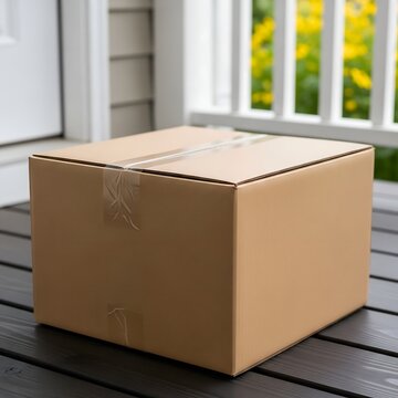 Cardboard Shipping Delivery Boxes Stacked Near Bright Doorstep in Modern Interior Setting