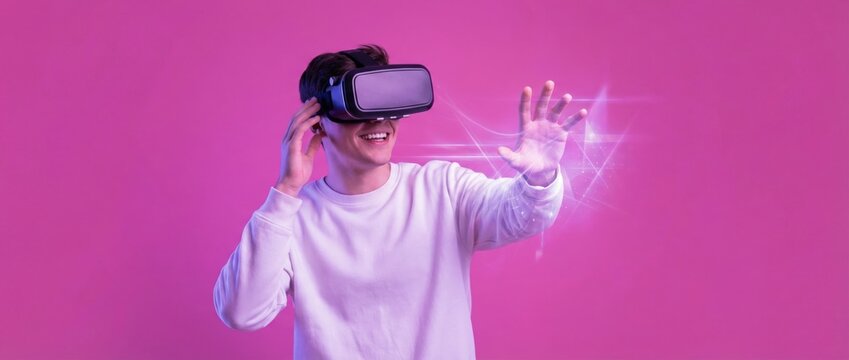 Immersive virtual reality experience modern studio digital interaction vibrant environment engaging viewpoint futuristic concept for enhanced user engagement