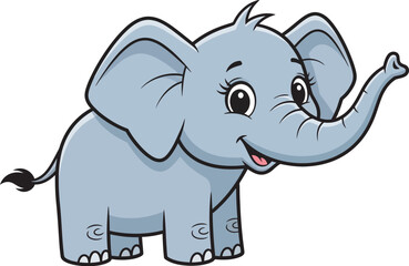 Obraz premium Cute Cartoon Elephant with Big Ears and Tail