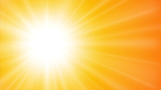 Sun and orange sky background, hot summer concept weather.