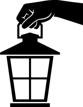 Hand Holding Lantern Silhouette