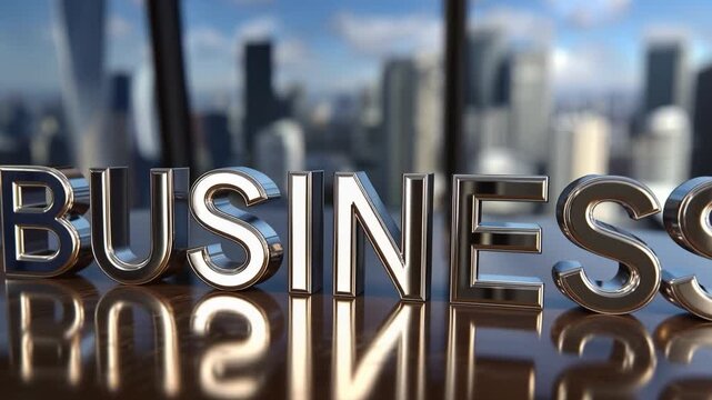 Shiny letters spell "BUSINESS" on a polished surface