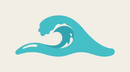 Obraz premium Stylized turquoise ocean wave icon on a beige background.