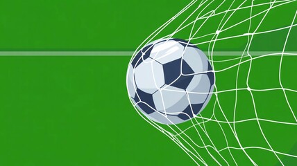 Obraz premium Soccer ball perfectly scores a goal in the net