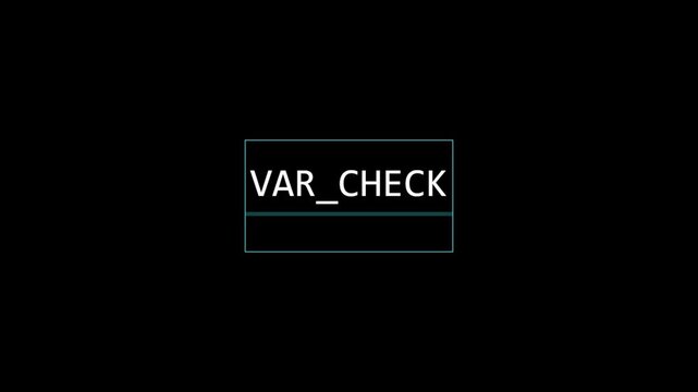 Abstract VAR_CHECK Text Box with Pulsing Outline on Dark Digital Screen Interface Loop Background Animation.