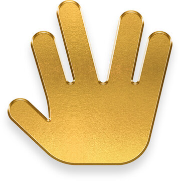 gold hand spock icon on transparent background