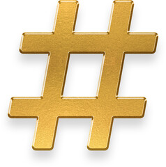 Obraz premium gold hashtag icon on transparent background